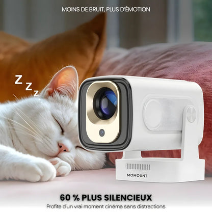 Vidéoprojecteur Portable Intelligent – Full HD 1080p, Android 11, Autofocus, WiFi 6, Bluetooth 5.4, Rotation 180°, Projection Courte