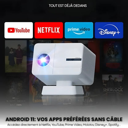 Projecteur Home Cinéma 1080p – Android 11, 800 ANSI Lumens, Autofocus, Wi-Fi, Bluetooth