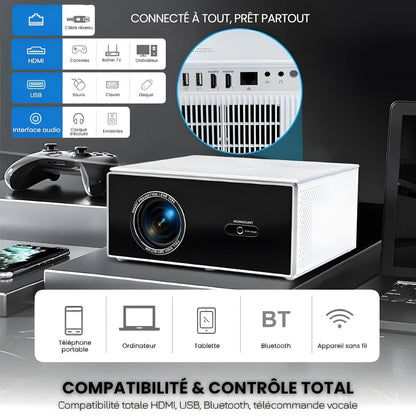 Projecteur Home Cinéma – Android 13, 1200 ANSI, 6D Auto Keystone, 4K Compatible, Wi-Fi 6, Bluetooth