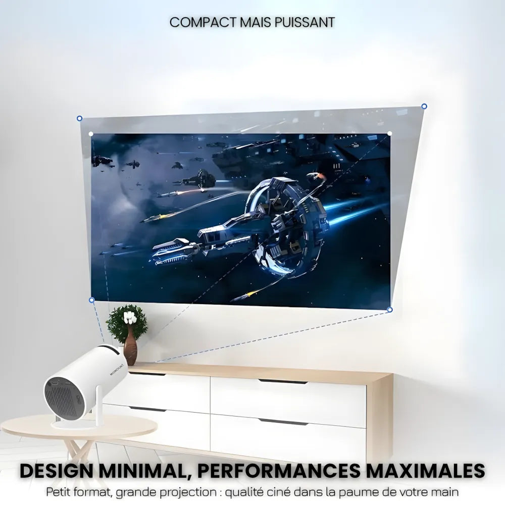 Projecteur Portable HD Smart – Android 11, Base Rotative 180°, Autofocus, 260 ANSI, WiFi 6, Bluetooth 5.0