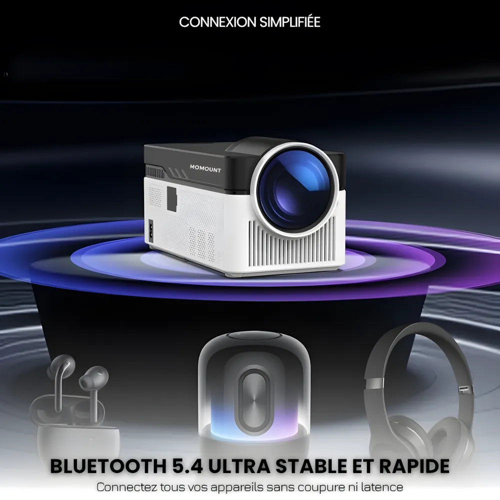 Projecteur Ultra Courte Focale – Full HD 1080p, Android 11, 900 ANSI Lumens, Autofocus, Wi-Fi 6, Bluetooth 5.4