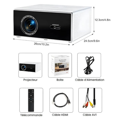 Projecteur Home Cinéma – Android 13, 1200 ANSI, 6D Auto Keystone, 4K Compatible, Wi-Fi 6, Bluetooth