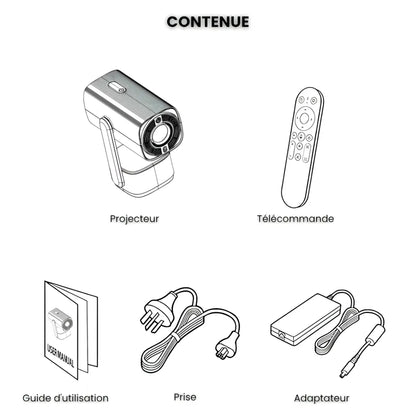 Projecteur Portable Flexible – Android 11, Angle 230°, Autofocus, Batterie, WiFi 5G, Bluetooth 5.2, Haut-parleurs 10W