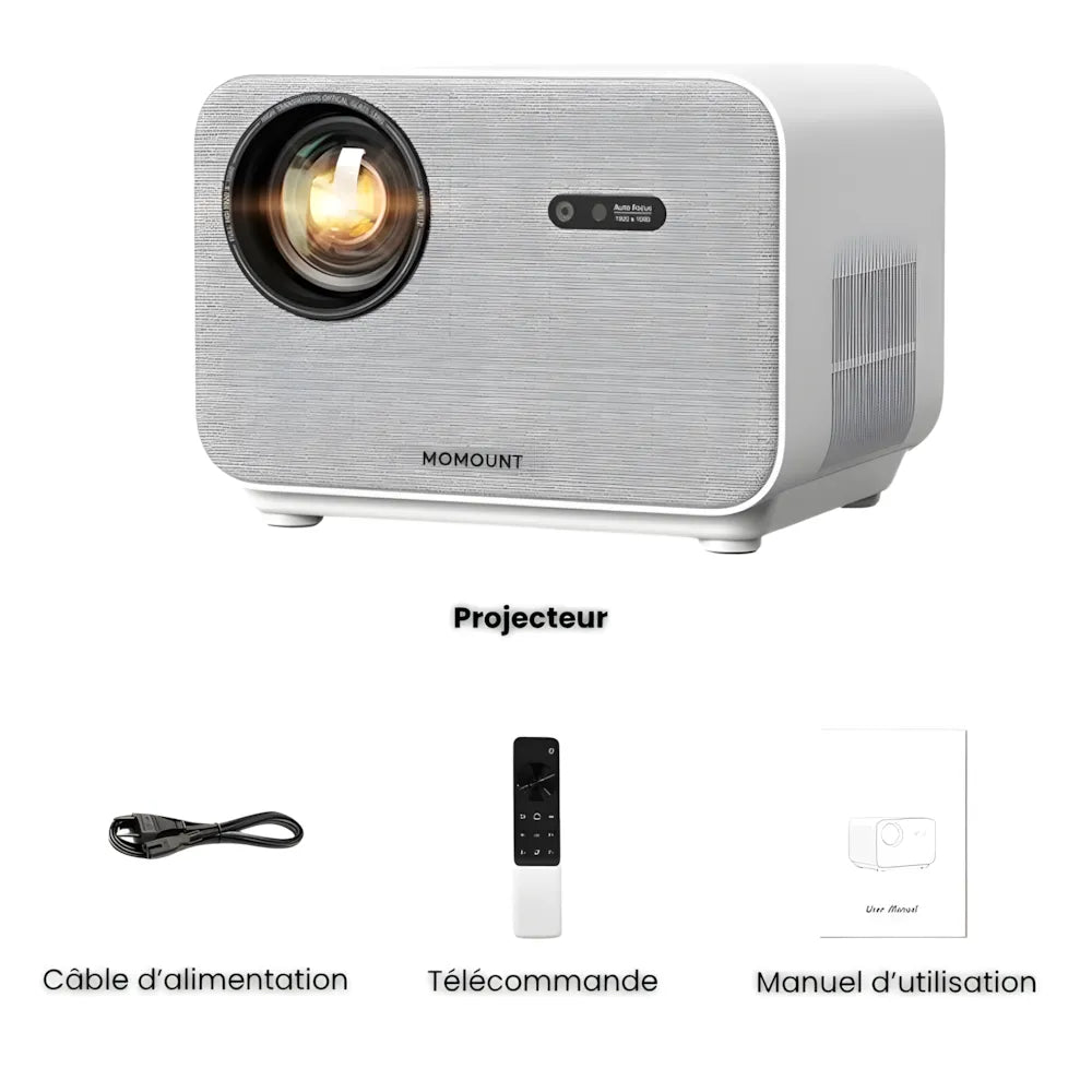 Projecteur Full HD Android – Autofocus, WiFi 6, Bluetooth 5.2, Streaming Sans Fil & Projection jusqu’à 300 pouces
