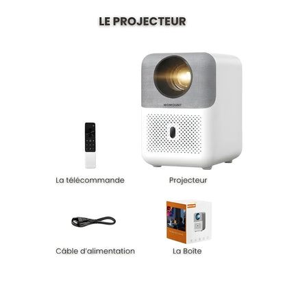 Projecteur Compact Android – HD 720p, Android 9.0, 300 ANSI Lumens, Auto Focus, Anti-Poussière, Jusqu'à 200 pouces