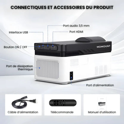 Projecteur Ultra Courte Focale – Full HD 1080p, Android 11, 900 ANSI Lumens, Autofocus, Wi-Fi 6, Bluetooth 5.4