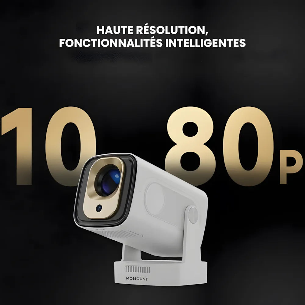 Vidéoprojecteur Portable Intelligent – Full HD 1080p, Android 11, Autofocus, WiFi 6, Bluetooth 5.4, Rotation 180°, Projection Courte
