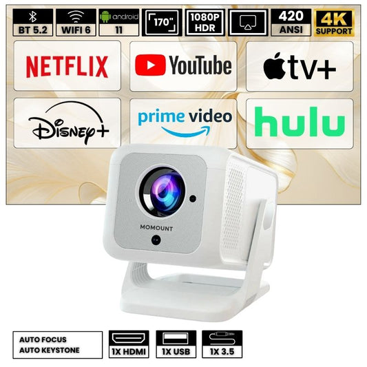Projecteur 1080P Android 11 – Autofocus, WiFi 6 & BT 5.2 Full HD