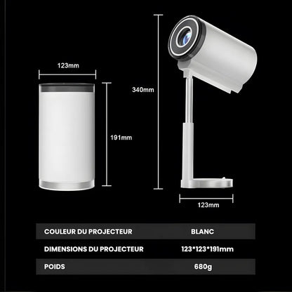 Mini Projecteur Portable Intelligent – Android 13, 500 ANSI Lumens, Wi-Fi 5G, Bluetooth 5.0, Rotation 90°, 150 pouces