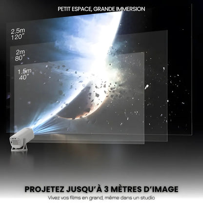 Projecteur Portable Android 11 – Wi-Fi 6, Bluetooth 5.0, HD 720p, Auto Focus, 120 pouces