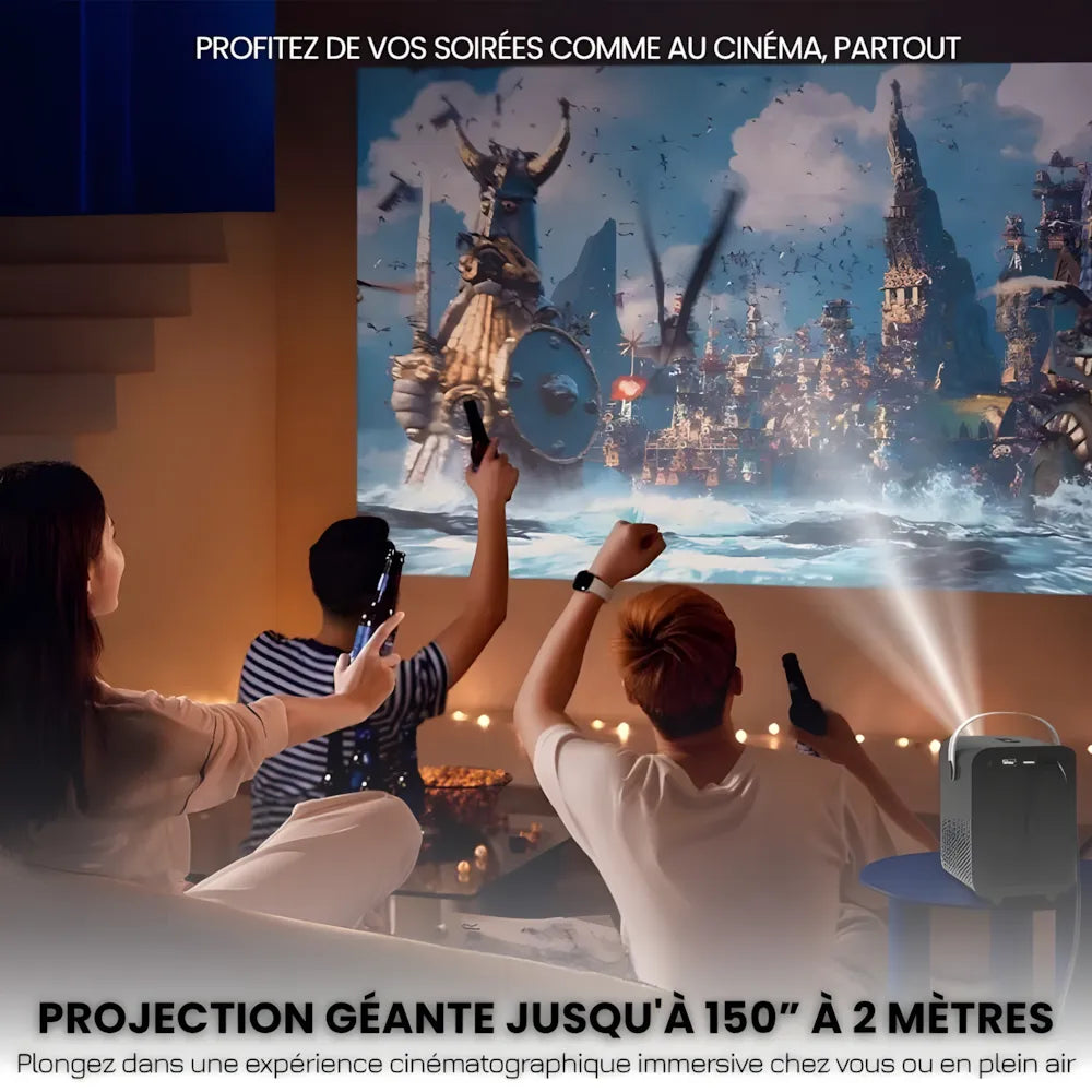Mini Projecteur Portable Android – 300 ANSI Lumens, Autofocus, Android 10, Wi-Fi, Bluetooth 5.3, 6K Compatible