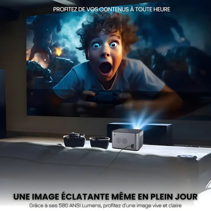 Projecteur Full HD Android – 1080p Natif, 580 ANSI Lumens, Correction Auto, Zoom Optique 1.35x, Bluetooth, Jusqu’à 150 pouces
