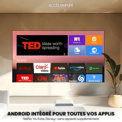 Projecteur Full HD Android – Autofocus, WiFi 6, Bluetooth 5.2, Streaming Sans Fil & Projection jusqu’à 300 pouces