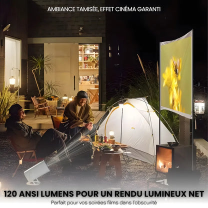 Projecteur Portable Android 11 – Wi-Fi 6, Bluetooth 5.0, HD 720p, Auto Focus, 120 pouces