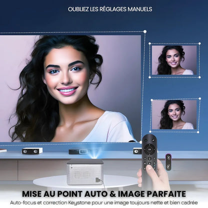 Projecteur Full HD Android – 1080p Natif, 580 ANSI Lumens, Correction Auto, Zoom Optique 1.35x, Bluetooth, Jusqu’à 150 pouces