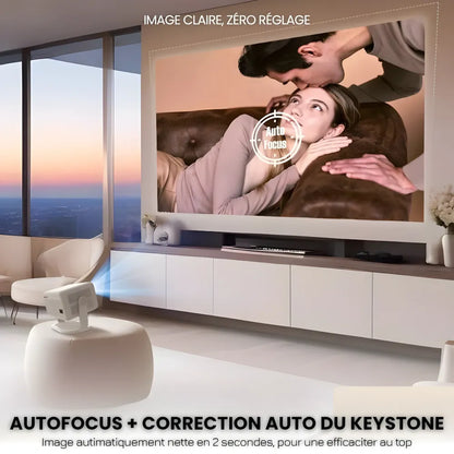 Projecteur Portable Android Intelligent – Full HD 1080p, Android 11, 650 ANSI Lumens, Auto Focus, Wi-Fi 6, Bluetooth 5.2, 360°