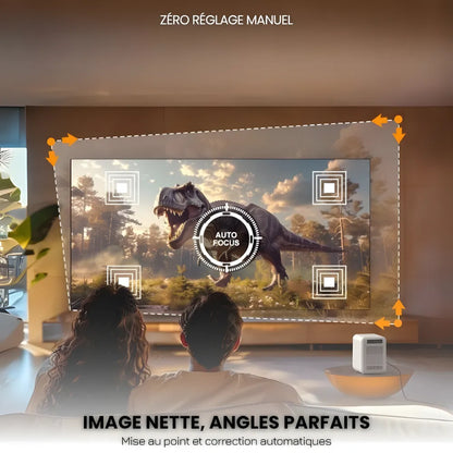 Projecteur Compact Android – HD 720p, Android 9.0, 300 ANSI Lumens, Auto Focus, Anti-Poussière, Jusqu'à 200 pouces