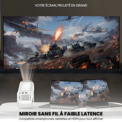Projecteur Portable Android 11 – Wi-Fi 6, Bluetooth 5.0, HD 720p, Auto Focus, 120 pouces