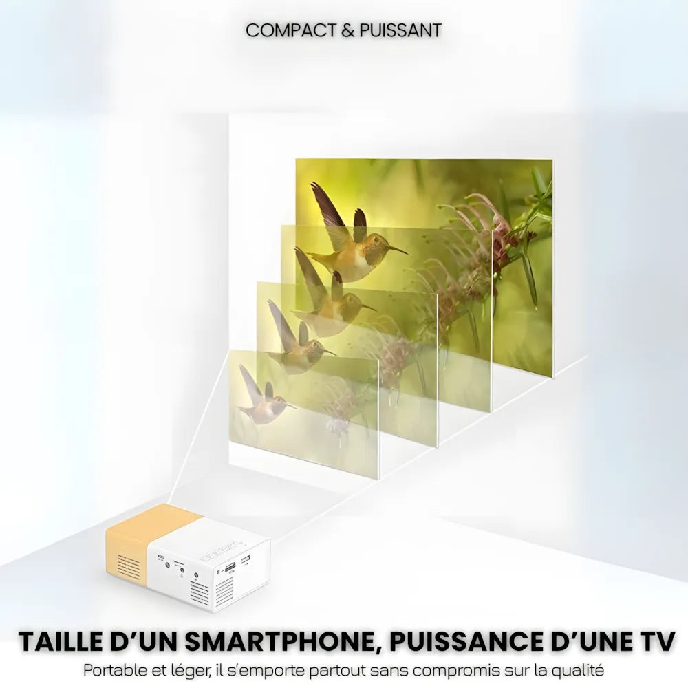 Mini Projecteur Nomade HD – Compact, Polyvalent, Simple et Efficace