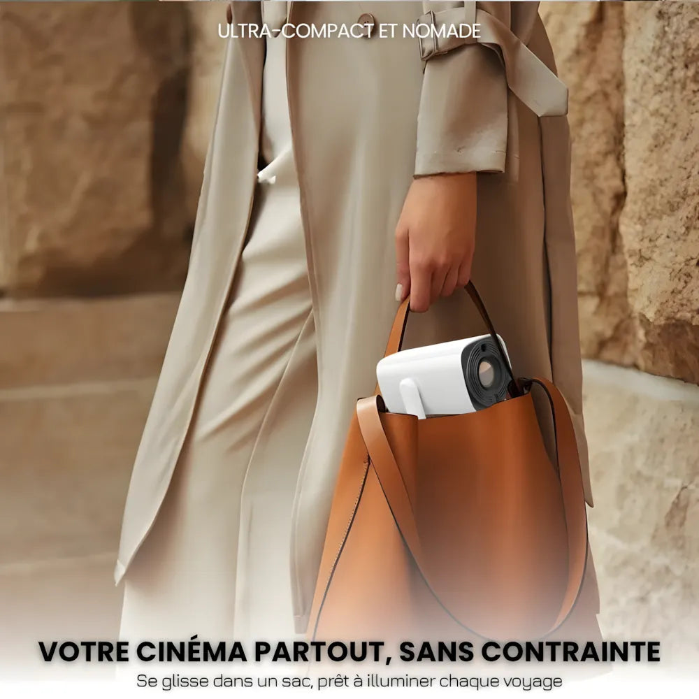Projecteur Portable Flexible – Android 11, Angle 230°, Autofocus, Batterie, WiFi 5G, Bluetooth 5.2, Haut-parleurs 10W