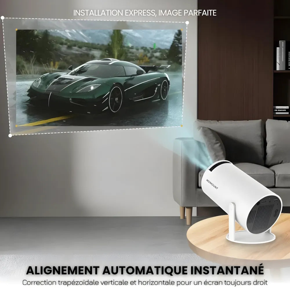 Projecteur Portable HD Smart – Android 11, Base Rotative 180°, Autofocus, 260 ANSI, WiFi 6, Bluetooth 5.0