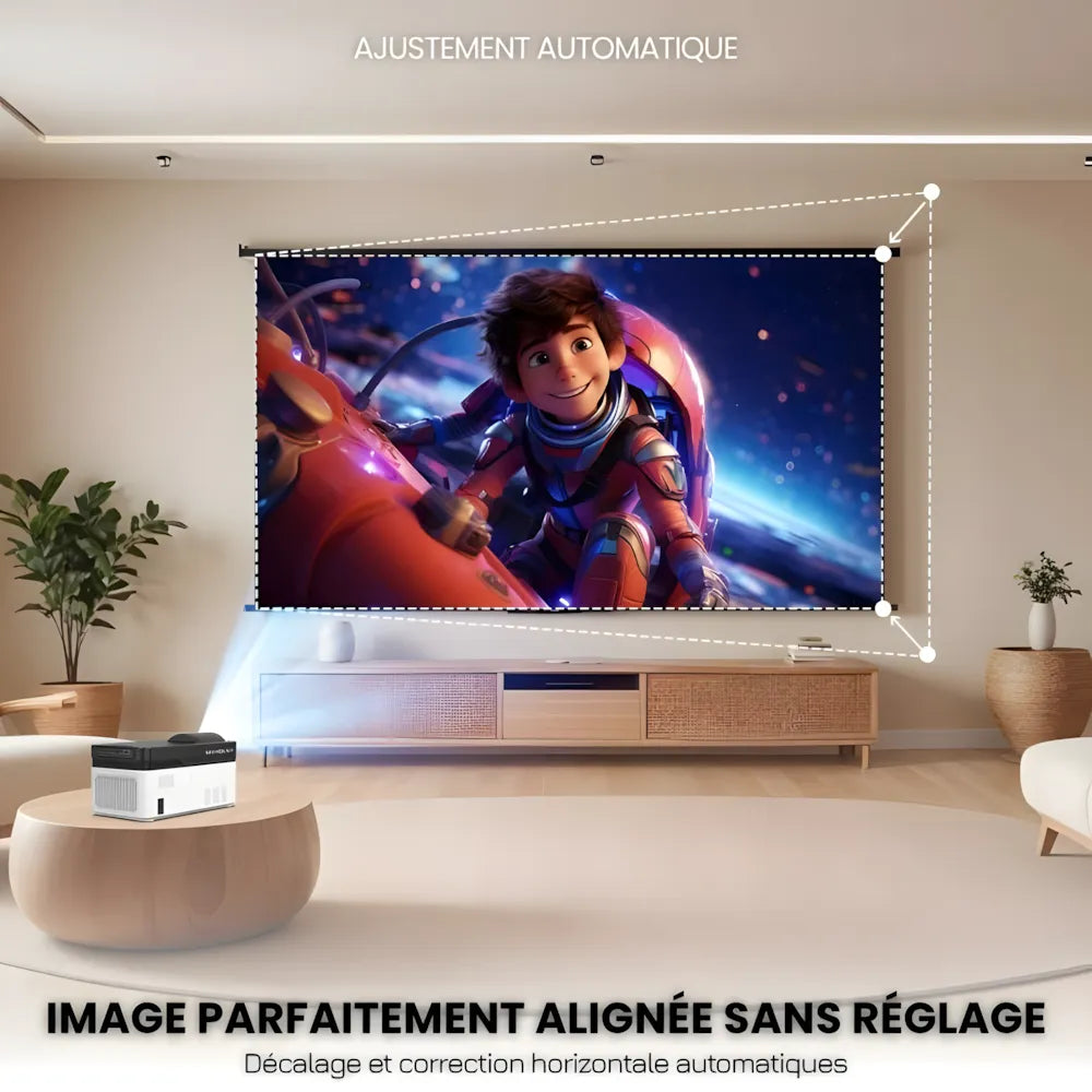 Projecteur Ultra Courte Focale – Full HD 1080p, Android 11, 900 ANSI Lumens, Autofocus, Wi-Fi 6, Bluetooth 5.4
