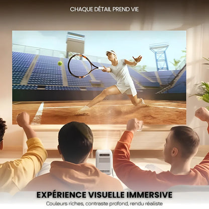 Projecteur Compact Android – HD 720p, Android 9.0, 300 ANSI Lumens, Auto Focus, Anti-Poussière, Jusqu'à 200 pouces