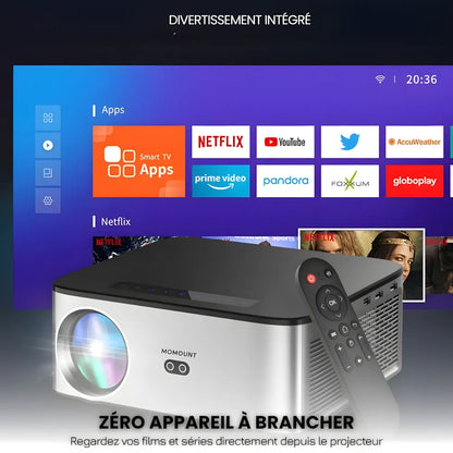 Projecteur Intelligent Full HD – 1100 ANSI Lumens, Android 9.0, Auto Focus, Wi-Fi 5G, Bluetooth 5.1