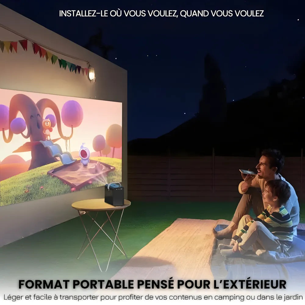 Mini Projecteur Portable Android – 300 ANSI Lumens, Autofocus, Android 10, Wi-Fi, Bluetooth 5.3, 6K Compatible