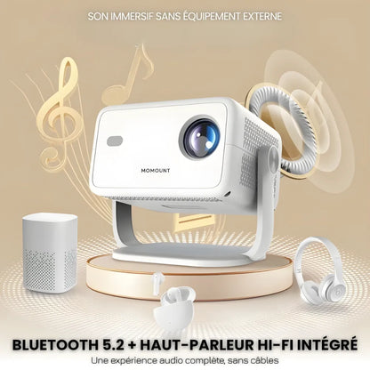 Projecteur Portable Android Intelligent – Full HD 1080p, Android 11, 650 ANSI Lumens, Auto Focus, Wi-Fi 6, Bluetooth 5.2, 360°