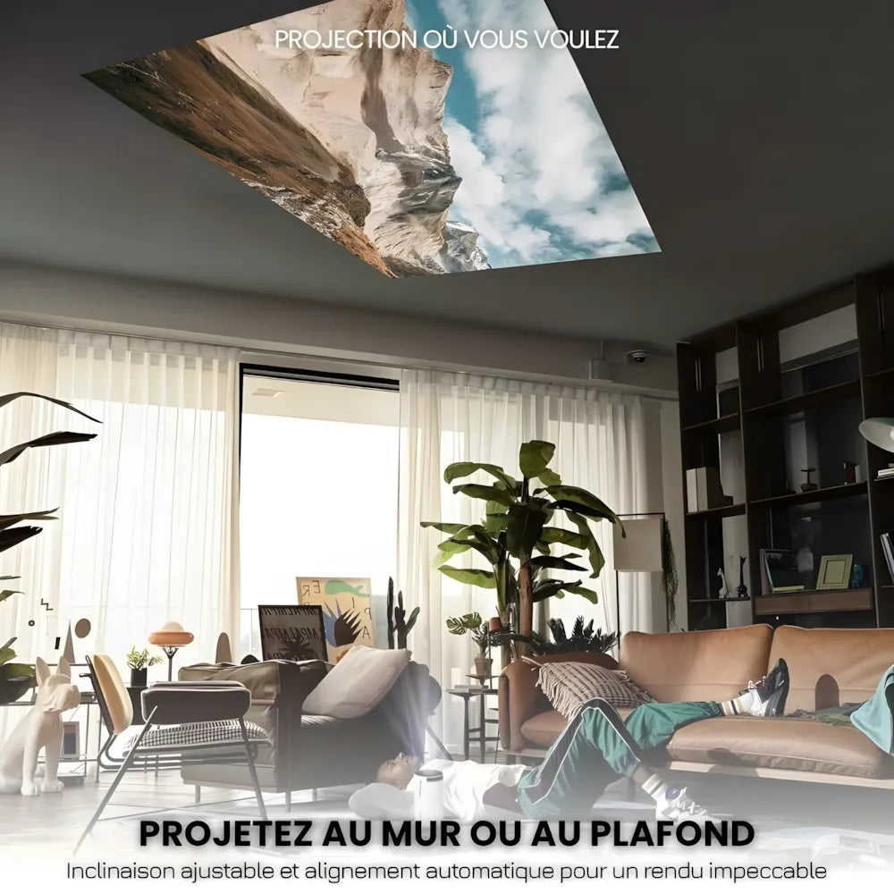 Projecteur Portable HD Smart – Android 11, Base Rotative 180°, Autofocus, 260 ANSI, WiFi 6, Bluetooth 5.0