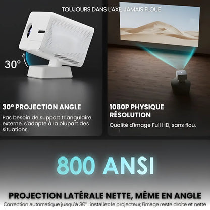 Projecteur Home Cinéma 1080p – Android 11, 800 ANSI Lumens, Autofocus, Wi-Fi, Bluetooth