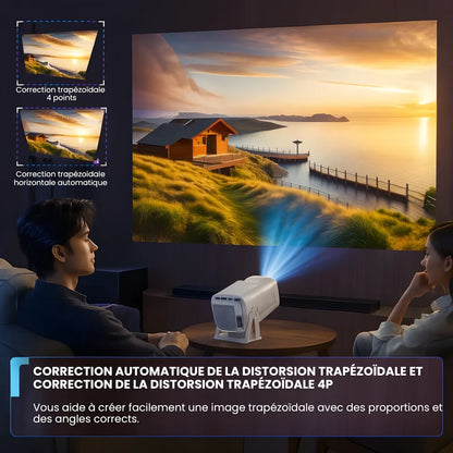 Projecteur Portable Full HD 1080p – Android 13, 500 ANSI Lumens, Autofocus, Base Rotative, Wi-Fi 6, Bluetooth 5.2