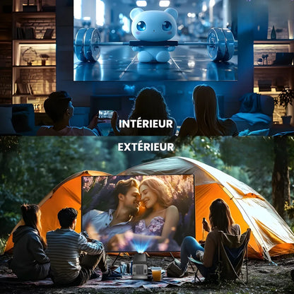 Projecteur Portable Full HD 1080p – Android 13, 500 ANSI Lumens, Autofocus, Base Rotative, Wi-Fi 6, Bluetooth 5.2
