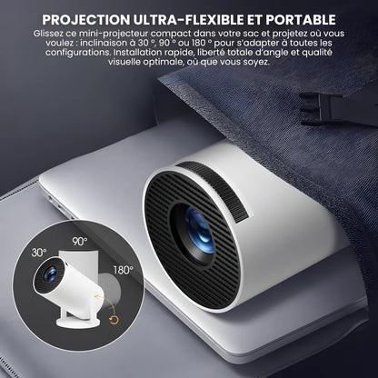 Projecteur Portable HD Smart – Android 11, Base Rotative 180°, Autofocus, 260 ANSI, WiFi 6, Bluetooth 5.0