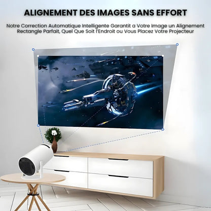 Projecteur Portable HD Smart – Android 11, Base Rotative 180°, Autofocus, 260 ANSI, WiFi 6, Bluetooth 5.0
