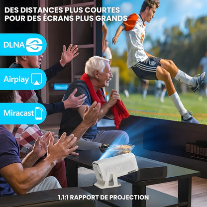 Projecteur Portable Full HD 1080p – Android 13, 500 ANSI Lumens, Autofocus, Base Rotative, Wi-Fi 6, Bluetooth 5.2