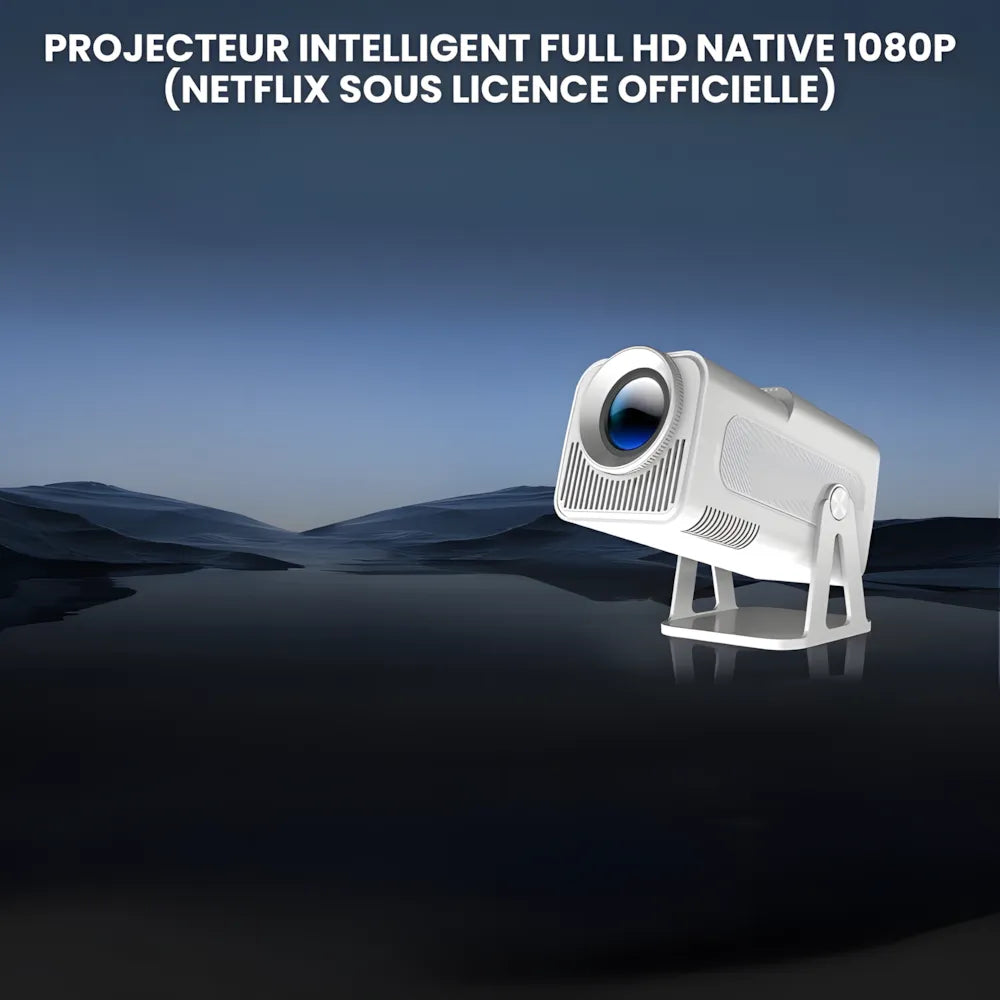 Projecteur Portable Full HD 1080p – Android 13, 500 ANSI Lumens, Autofocus, Base Rotative, Wi-Fi 6, Bluetooth 5.2