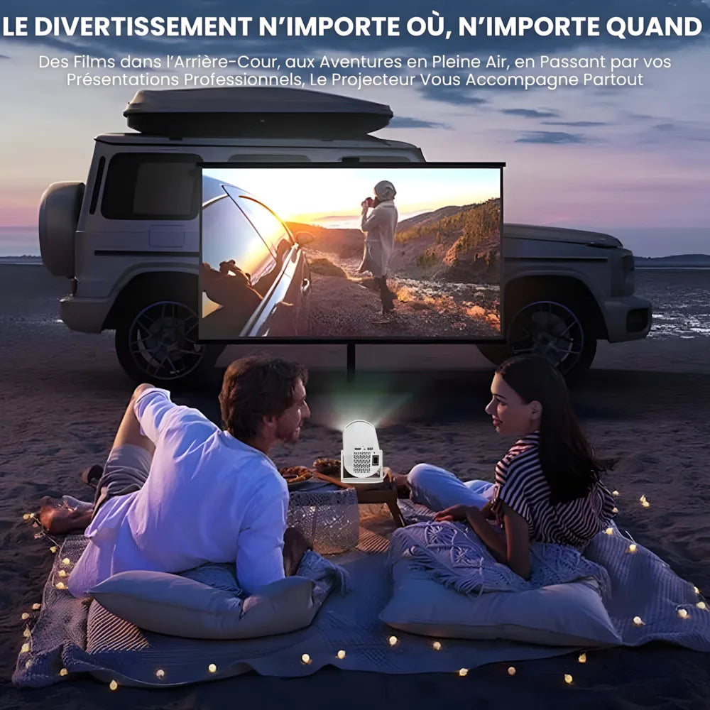 Projecteur Portable HD Smart – Android 11, Base Rotative 180°, Autofocus, 260 ANSI, WiFi 6, Bluetooth 5.0